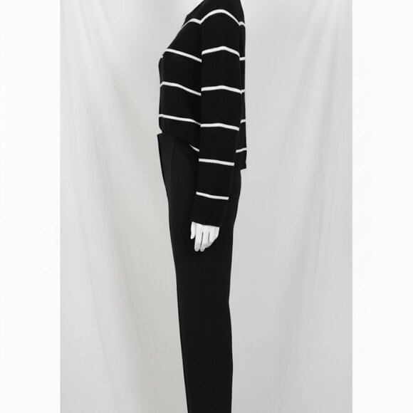 EUC Chicos Ponte Pull On Pants 8 Black Stretch Knit Elastic Waist Faux Pockets - Picture 4 of 11